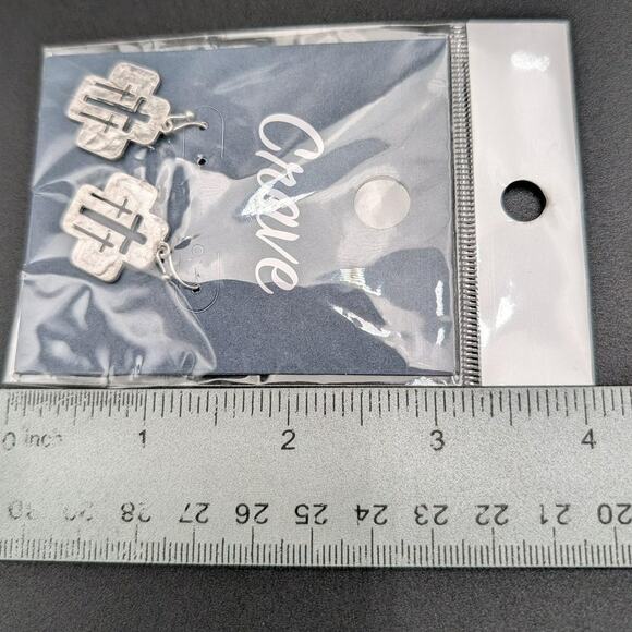 Crave Three Cross Drop Earrings Silver Tone Christian Religious Jewelry New - Picture 5 of 6